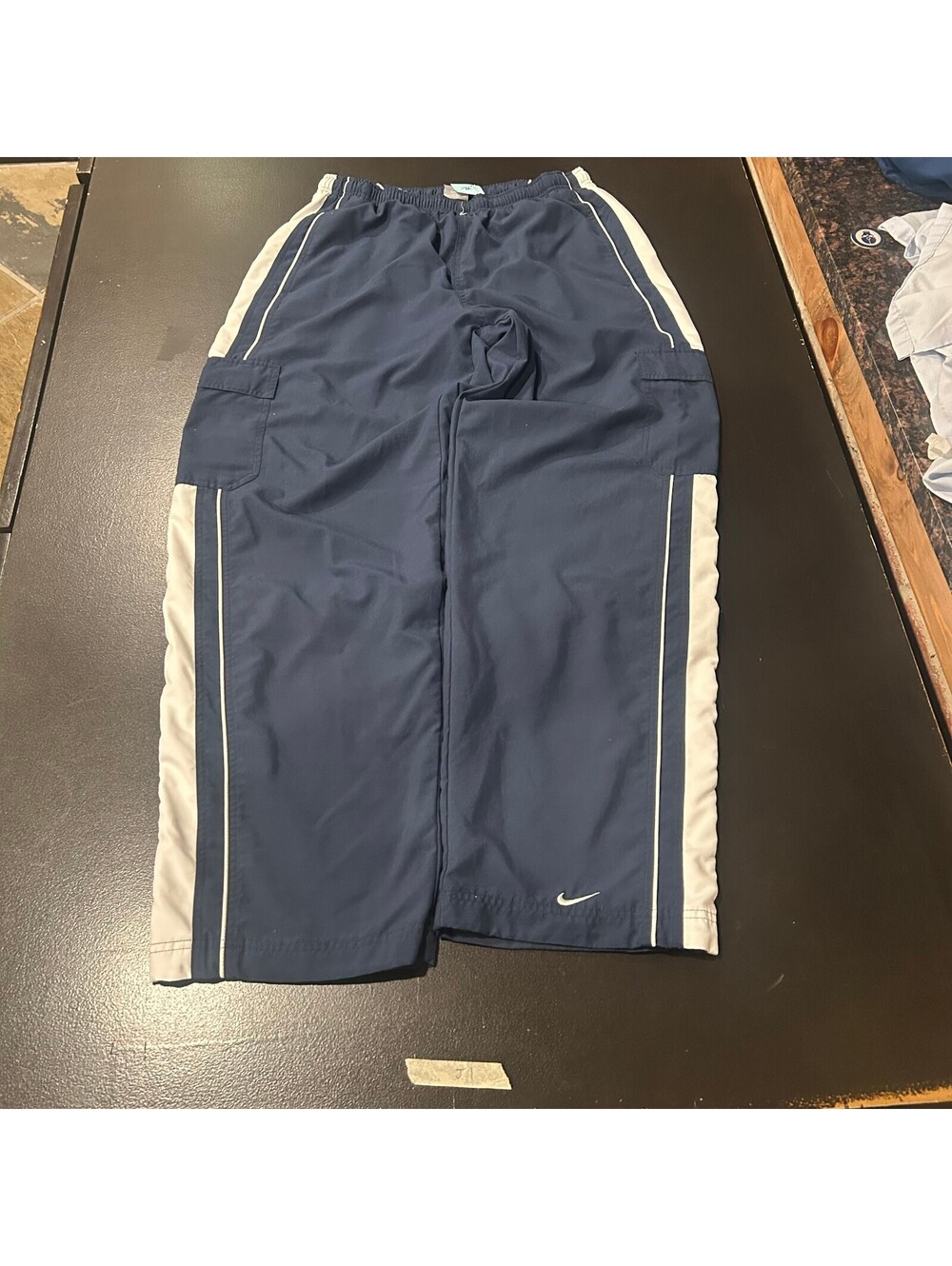 y2k baggy Nike navy side stripe track pants